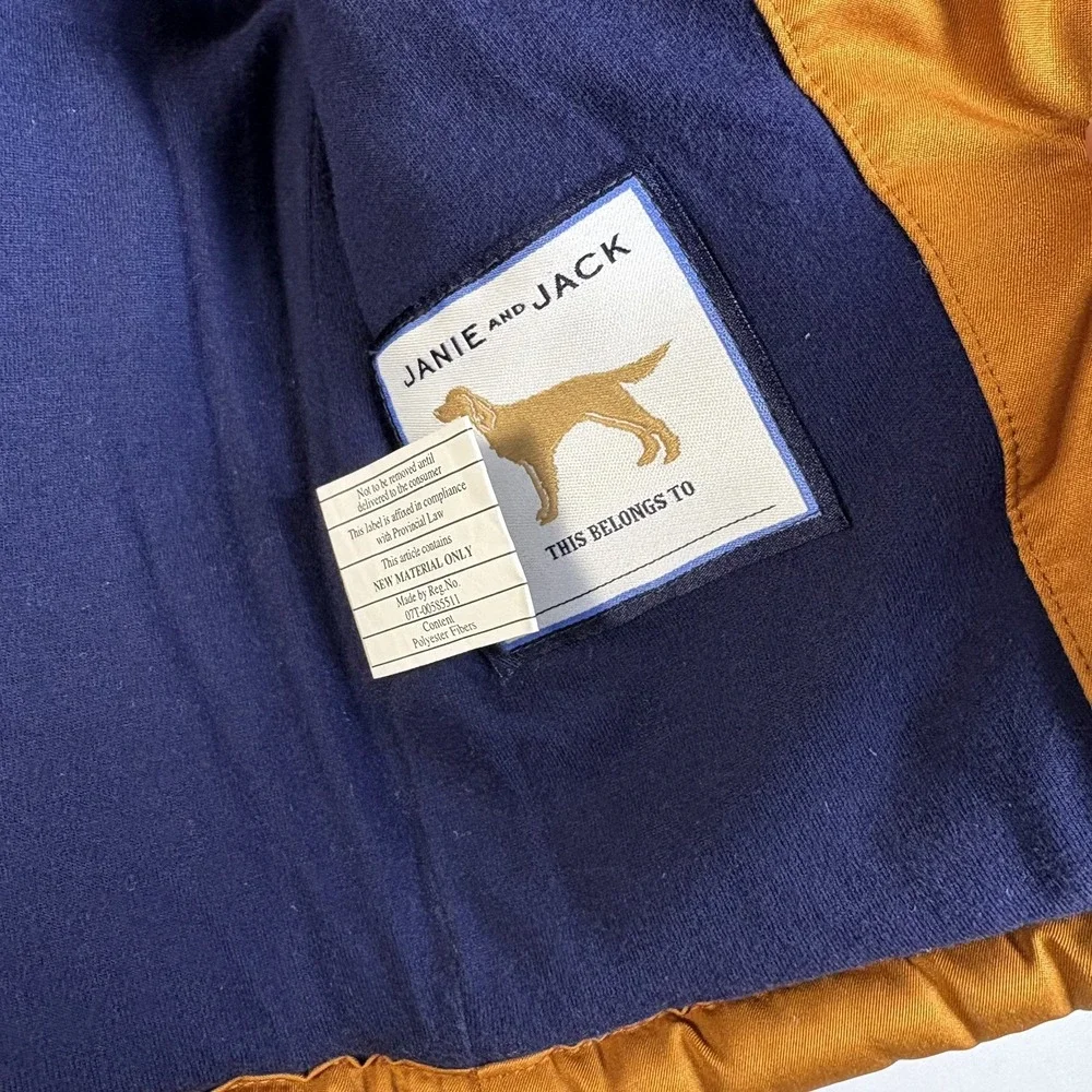 Janie and Jack Kids Puffer Vest Hooded Mustard Bronze‎ Navy Blue 18-24 Months